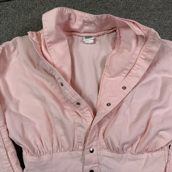 Vintage Oops California 80s Utility Pastel Pink Snap Midi Dress Women's Medium - Picture 2 of 8